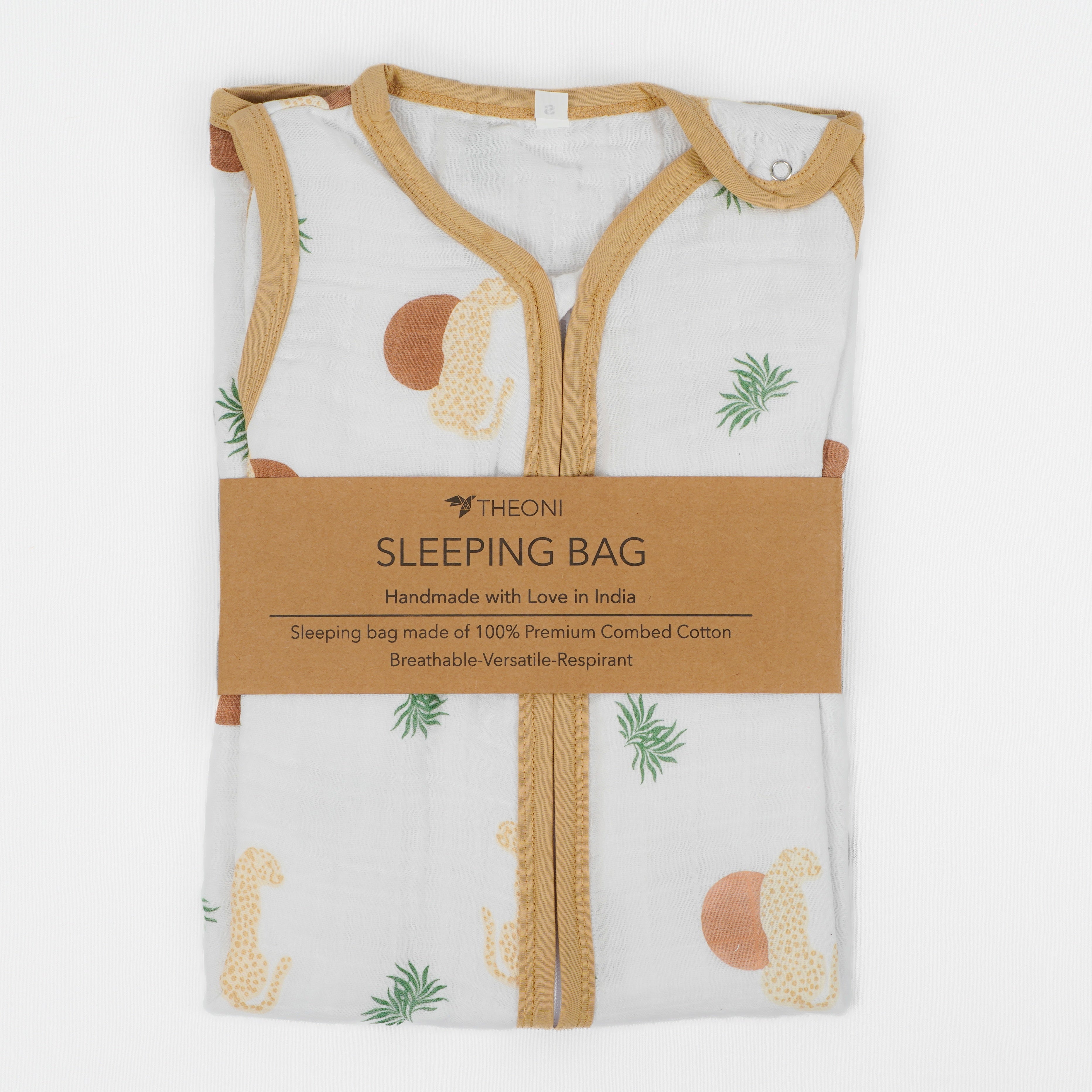 Theoni 100%  Cotton Muslin Baby Sleeping Bag - Woody Tiger