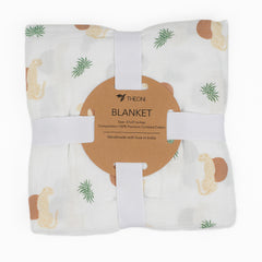 Theoni 100%  Cotton Muslin Snuggle/Receiving Blanket-Woody tiger