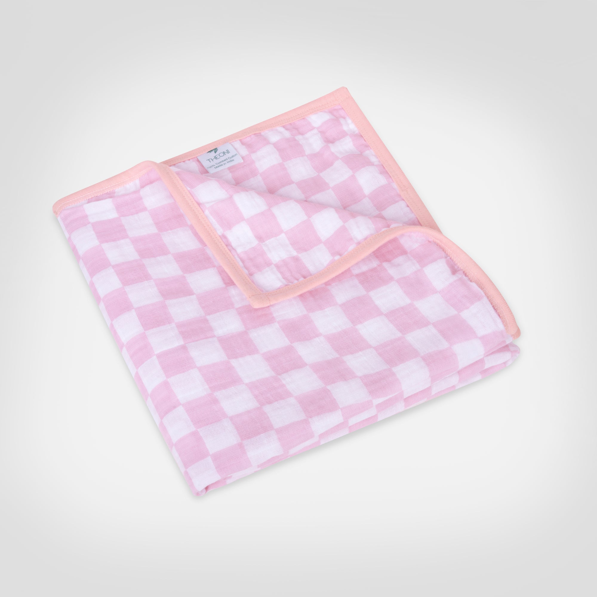 Theoni 100%  Cotton Muslin Snuggle/Receiving Blanket-Violet Chequer