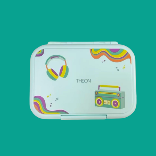 Duo Steel 2-Compartment Lunch Box – Fun, Fresh & Colorful Stereo Edition for Kids | Leakproof, Durable & School-Ready
