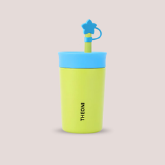 Theoni Star Kids Stainless Steel Insulated Tumbler with Cleaning Brush | 355ml | Leak-Proof, BPA-Free, Travel Friendly – Green