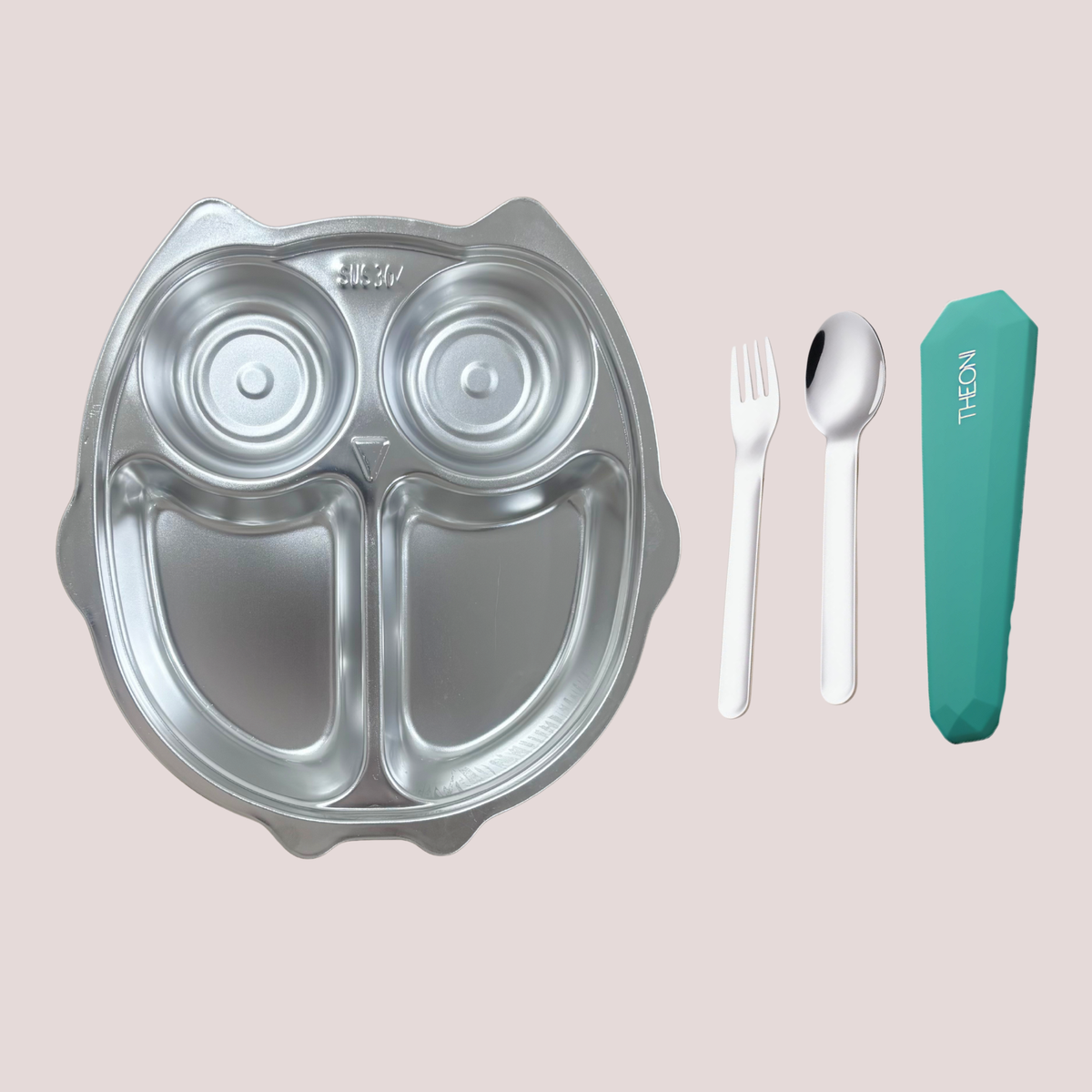 Theoni Tiny Tummies Meal Set - Owl Plate & Cutlery Set