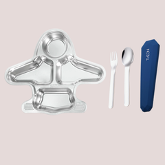Theoni Tiny Tummies Meal Set - Aeroplane Plate & Cutlery Set