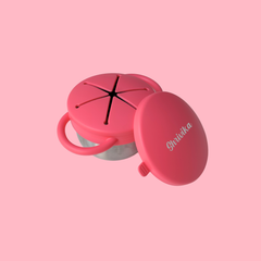 Theoni Stainless Steel Snack Cups with Removable Silicone Food Catcher & Travel Lid – Spill-Proof, Toddler-Friendly, Dishwasher Safe- Red