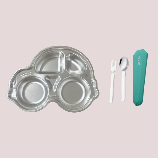 Theoni Tiny Tummies Meal Set - Car Plate & Cutlery Set