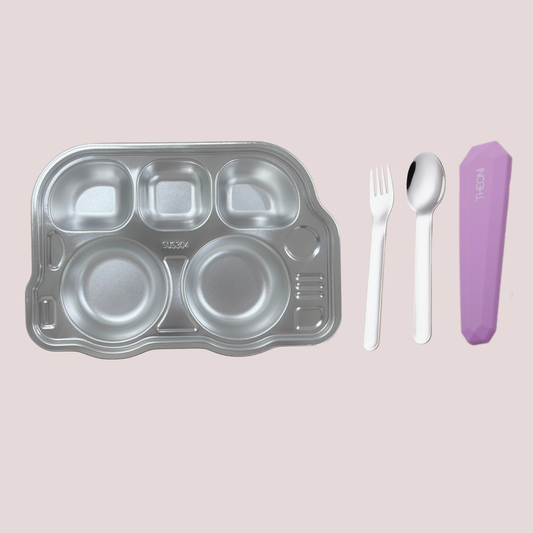Theoni Tiny Tummies Meal Set - Bus Plate & Cutlery Set