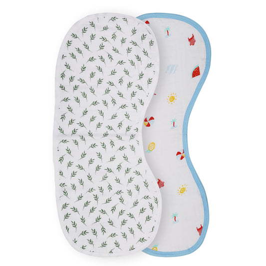 Theoni Cotton Muslin 3Layer burpy bib-Holiday Hues (Set of-2)