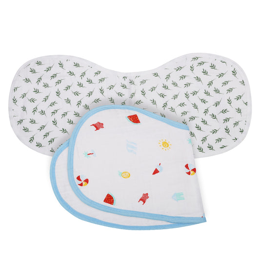 Theoni Cotton Muslin 3Layer burpy bib-Holiday Hues (Set of-2)