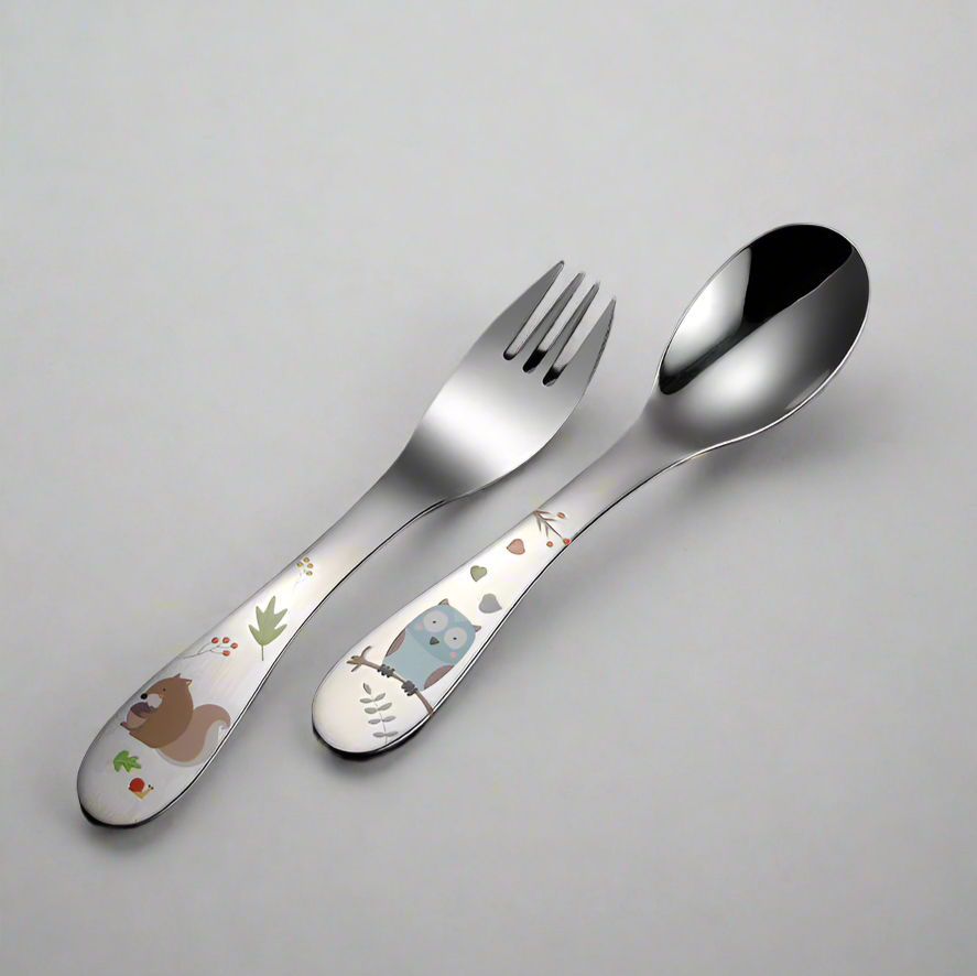 Theoni Tiny Tummies Meal Set - Owl Plate & Cutlery Set