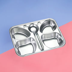 Theoni Stainless Steel Section Butterfly Shape Kids Plate / Portion Plate / Dinner Dish - Butterfly Shape. Personalize With Name