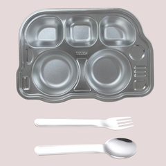 Theoni Tiny Tummies Meal Set - Bus Plate & Cutlery Set