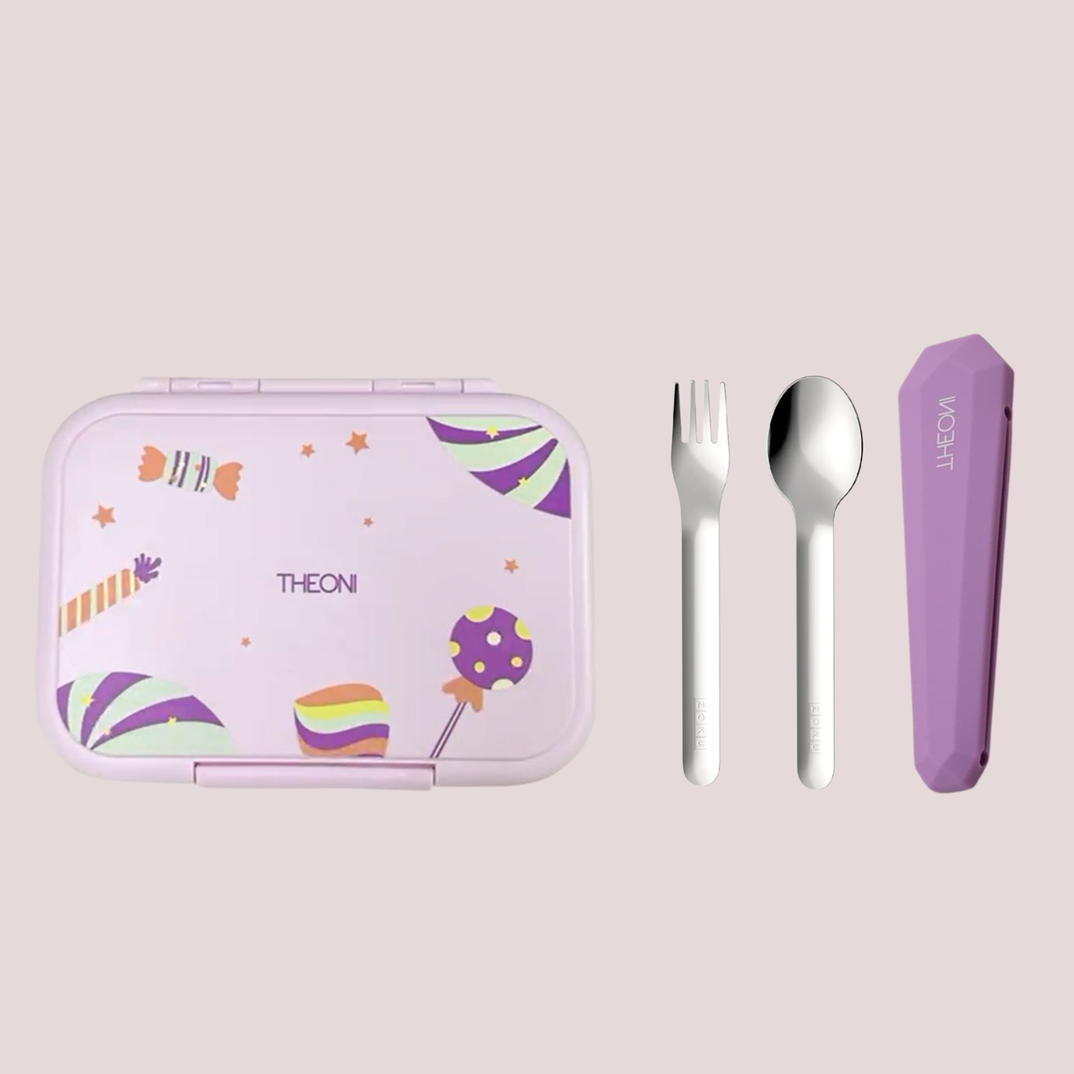 Duo Steel Kids Lunch Box & On-the-Go Cutlery Set – Colorful Microwave-Safe Crumbl Lunch Box + BPA-Free Pink Travel Spoon & Fork