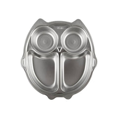 Theoni Stainless Steel Section Owl Shape Kids Plate / Portion Plate / Dinner Plate - Owl Shape. Personalize With Name