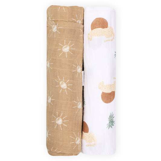 Theoni 100% Cotton Muslin Swaddle-Woody tiger (Set of-2)