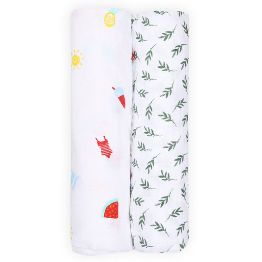 Theoni 100% Cotton Muslin Swaddle-Holiday Hues (Set of-2)