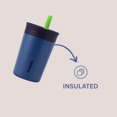 Theoni Star Kids Stainless Steel Insulated Tumbler with Cleaning Brush | 355ml | Leak-Proof, BPA-Free, Travel Friendly – Navy Blue