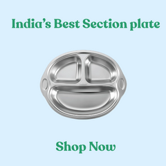 Theoni Stainless Steel Suction Plate for Toddlers | 3 Compartment Monkey Baby Feeding Plate | BPA-Free & Dishwasher Safe - Personalization Available (Yellow)
