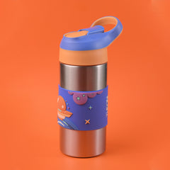 THEONI Siphappy Kids Stainless Steel School Water Bottle with Straw (400ml) | BPA-Free, Leak-Proof, Lightweight Water Bottle for Kids | Easy-Sip Design - Milo Blue