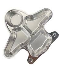 Theoni Stainless Steel Section Aeroplane Shape Kids Plate / Portion Plate / Dinner Plate - Aeroplane Shape. Personalize With Name