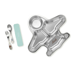 Theoni Tiny Tummies Meal Set - Aeroplane Plate & Cutlery Set