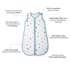 Theoni 100%  Cotton Muslin Baby Sleeping Bag - Holiday Hues