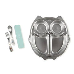 Theoni Tiny Tummies Meal Set - Owl Plate & Cutlery Set