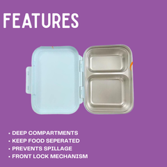 Duo Steel 2-Compartment Lunch Box – Fun, Fresh & Colorful Crumbl Edition for Kids | Leakproof, Durable & School-Ready