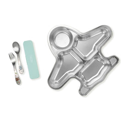 Theoni Tiny Tummies Meal Set - Aeroplane Plate & Cutlery Set