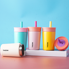 Theoni Star Kids Stainless Steel Insulated Tumbler with Cleaning Brush | 355ml | Leak-Proof, BPA-Free, Travel Friendly – Navy Blue