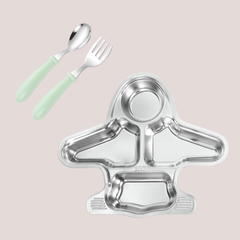 Theoni Meal Set - Aeroplane Plate & Baby Cutlery Set