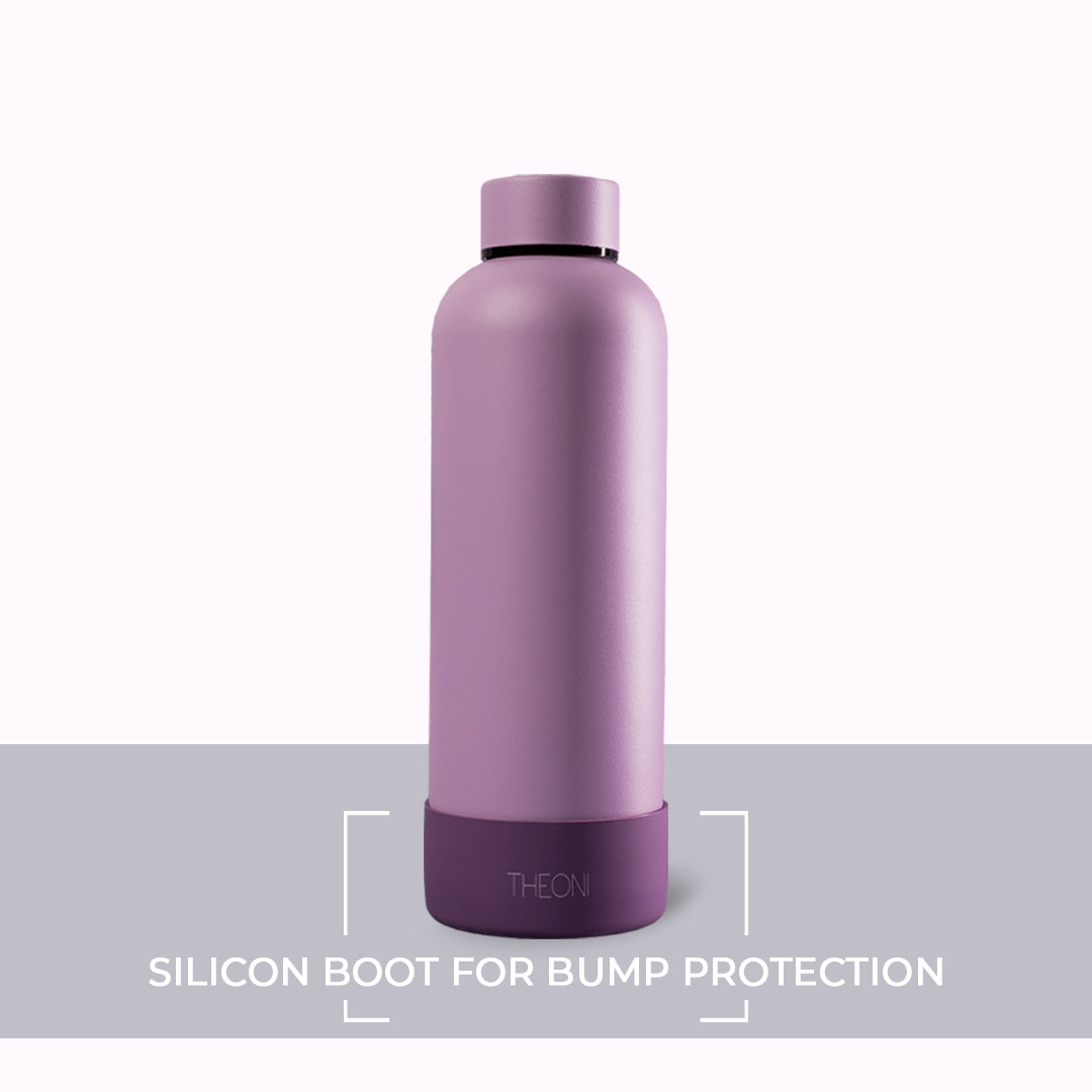 Theoni stainless Steel Double Walled Insulated Thermos Flask / Insulated Water Bottle| 24 Hours Hot & Cold |Leak Proof| Easy to Carry School And Travel Bottle - Playful Purple   (500ml)