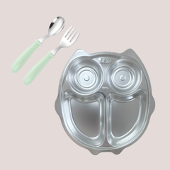 Theoni  Meal Set - Owl Plate & Baby Cutlery Set
