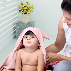 THEONI Bamboo Hooded Baby Towel - Peach