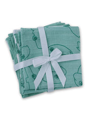 Theoni 100% Cotton Muslin Washcloths - Teal blue Baby napkins / wipes