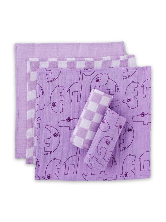 Theoni 100% Cotton Muslin Washcloths - Lilac Baby napkins / wipes