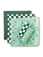 Theoni 100% Cotton Muslin Washcloths - Dark Green Baby napkins / wipes