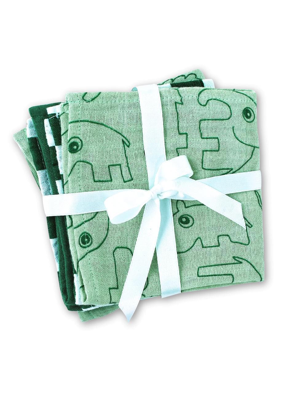 Theoni 100% Cotton Muslin Washcloths - Dark Green Baby napkins / wipes