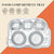 Silver Stainless Steel Divided Meal tray-Bus shape.