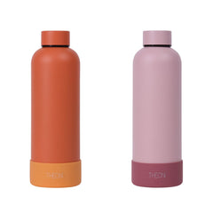 Theoni stainless Steel Double Walled Insulated Thermos Flask / Insulated Water Bottle| 24 Hours Hot & Cold |Leak Proof| Easy to Carry School And Travel Bottle - Pretty Peach & Zesty Orange (Set of 2 )  (500ml)