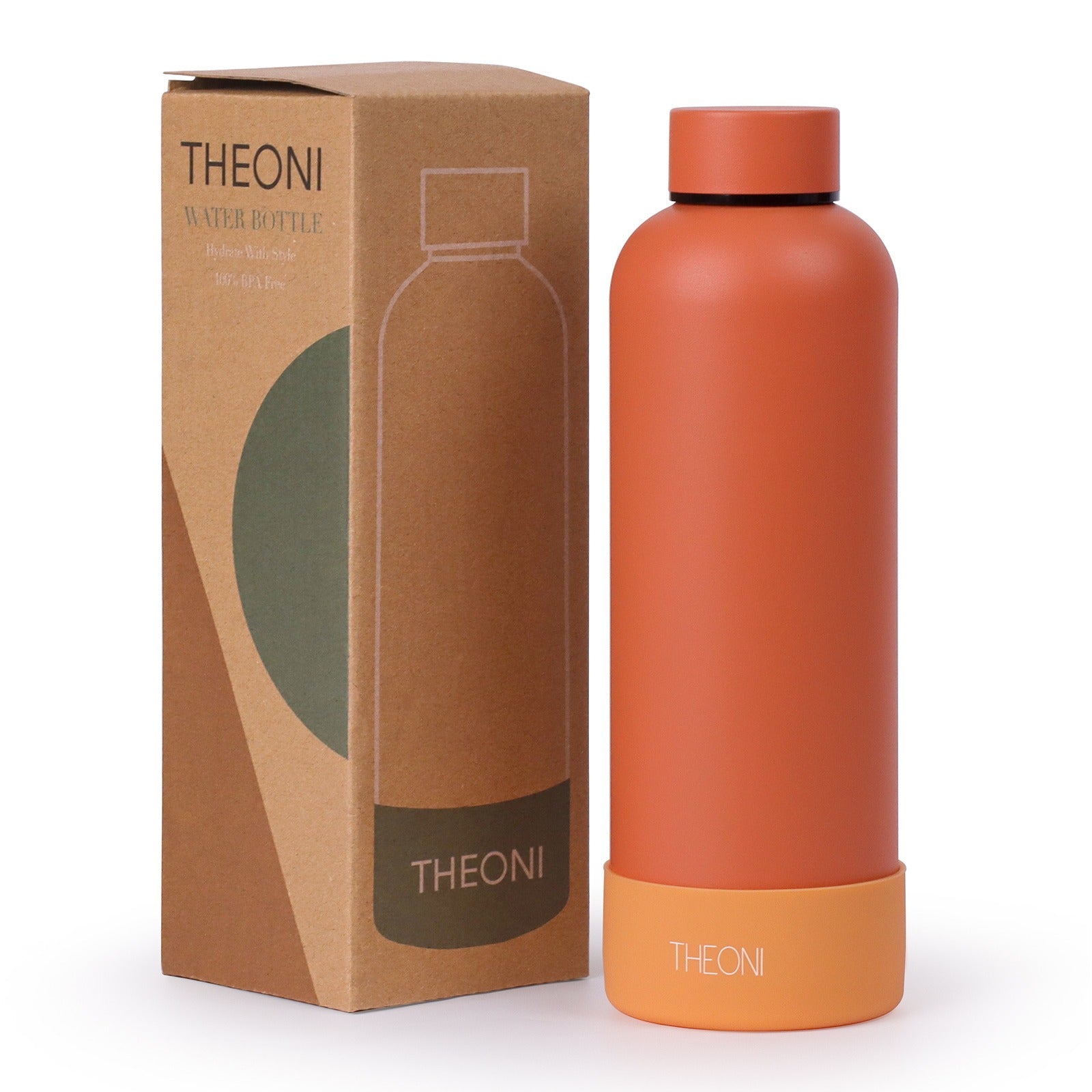 Theoni stainless Steel Double Walled Insulated Thermos Flask / Insulated Water Bottle| 24 Hours Hot & Cold |Leak Proof| Easy to Carry School And Travel Bottle - Pretty Peach & Zesty Orange (Set of 2 )  (500ml)