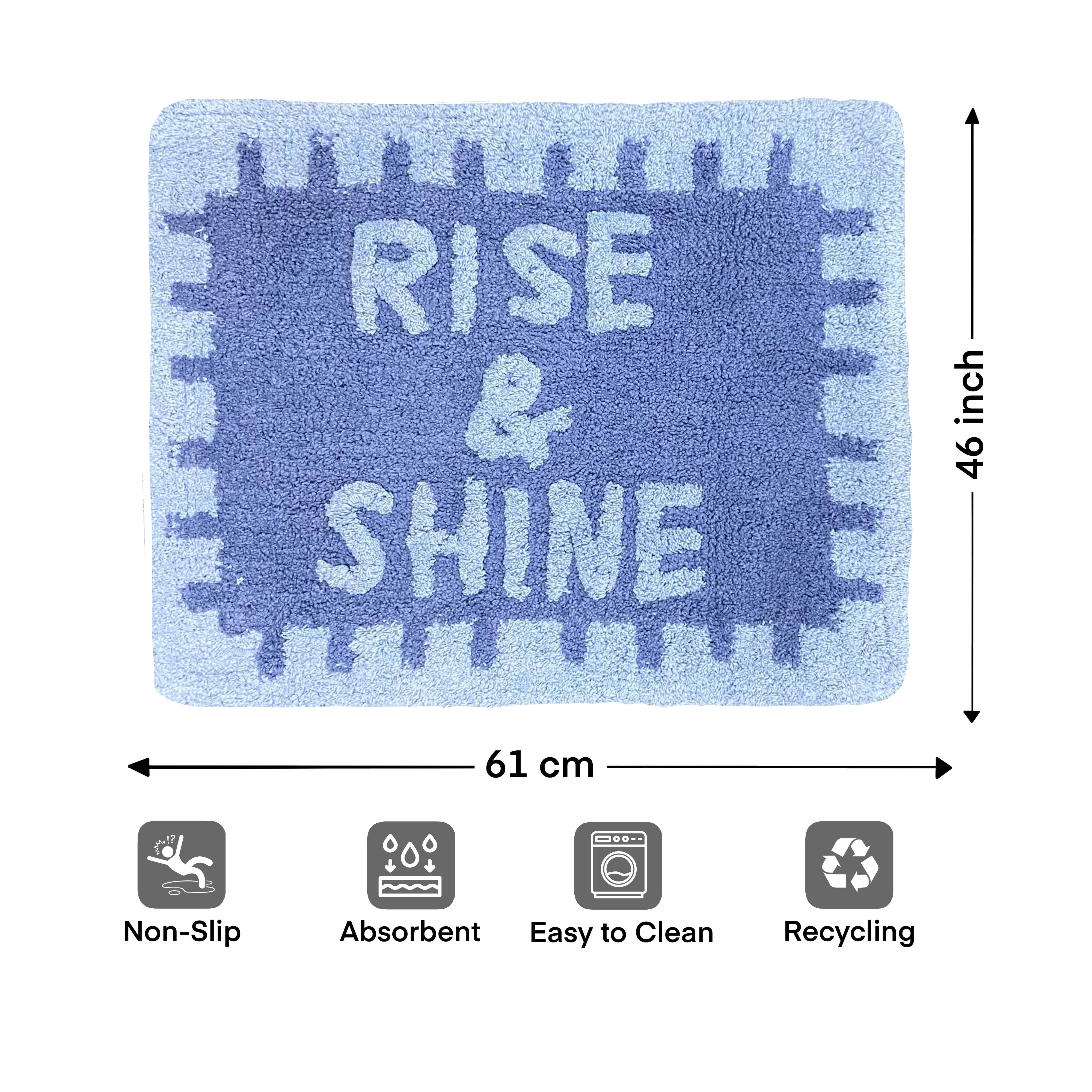 Rise & Shine Bathroom Rugs - Cotton Bath Mat / Kids Rugs Absorbent and Washable Bath Rug Non-Slip, fluffy Rugs for Bathroom Floor, Shower, Sink, Door (19" x 25")