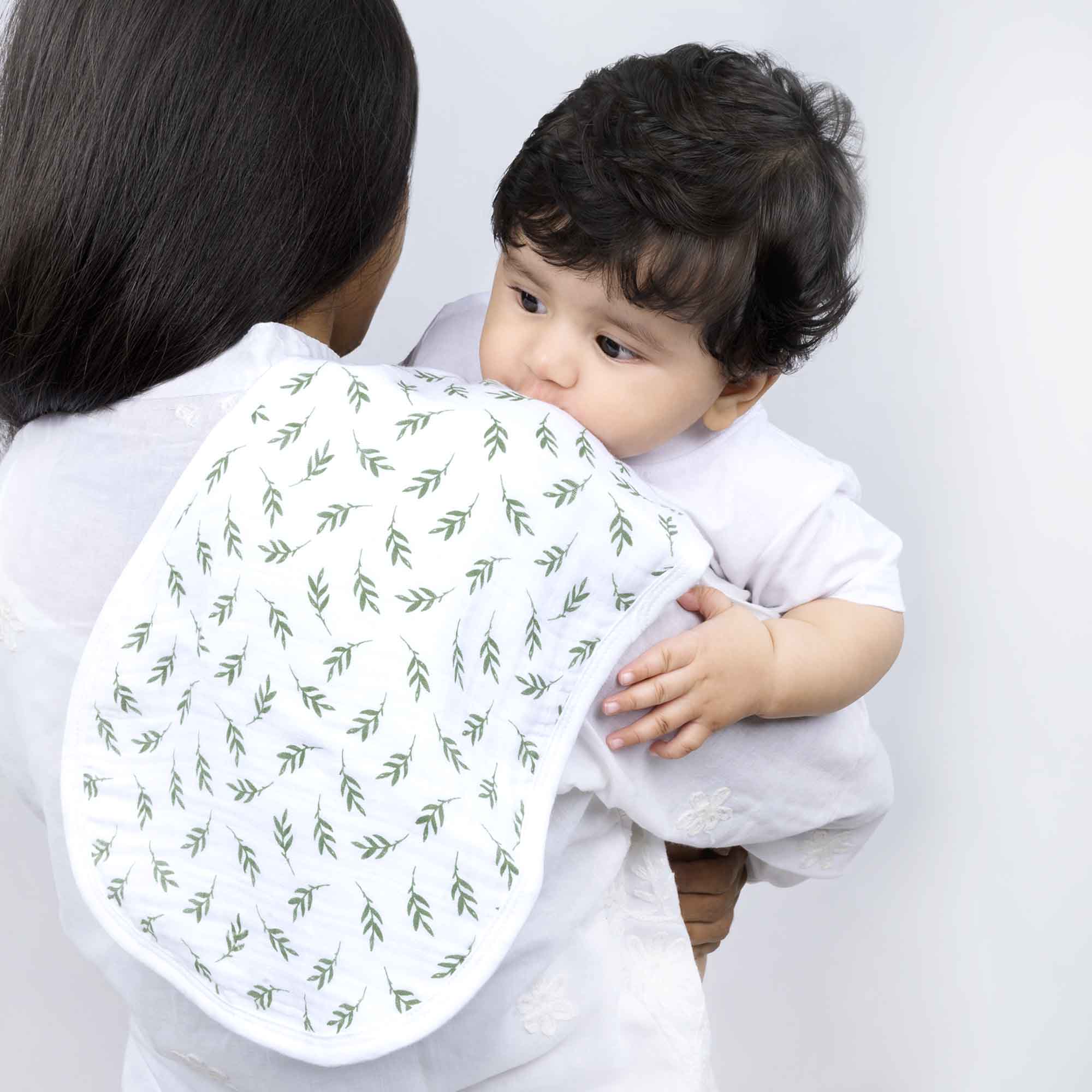 Hedge_green_cloth_burpy_bib_baby