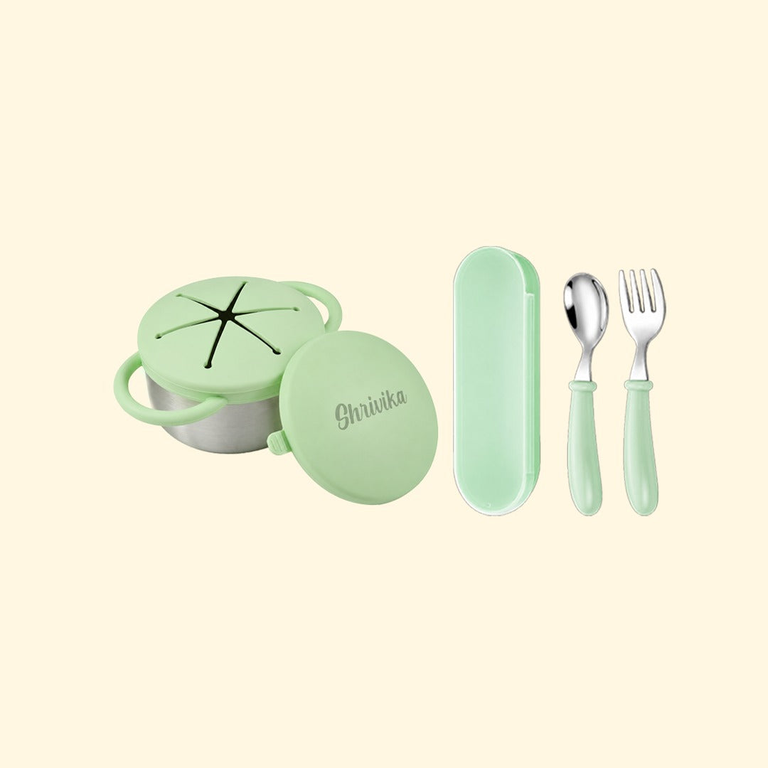 THEONI Snack Cup & Spoon-Fork Combo - Green