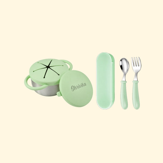 THEONI Snack Cup & Spoon-Fork Combo - Green