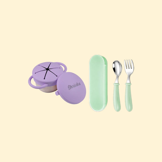 THEONI Snack Cup & Spoon-Fork Combo - Purple