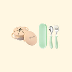 THEONI Snack Cup & Spoon-Fork Combo - Beige
