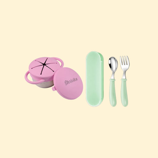 THEONI Snack Cup & Spoon-Fork Combo - Pink