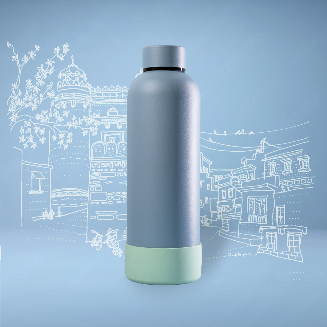 Theoni stainless Steel Double Walled Insulated Thermos Flask / Insulated Water Bottle| 24 Hours Hot & Cold |Leak Proof| Easy to Carry School And Travel Bottle - Weekday Blues  (500ml)