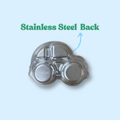 Theoni Stainless Steel Car Shape Kids Plate / Non Suction Plate / Dinner Dish -Personalization Available