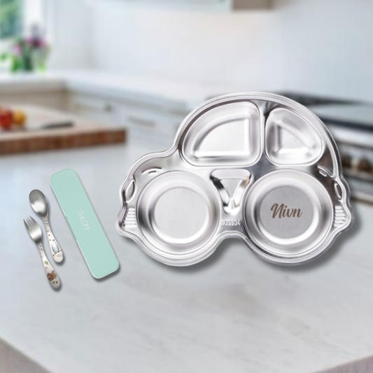 Theoni Tiny Tummies Meal Set - Car Plate & Cutlery Set